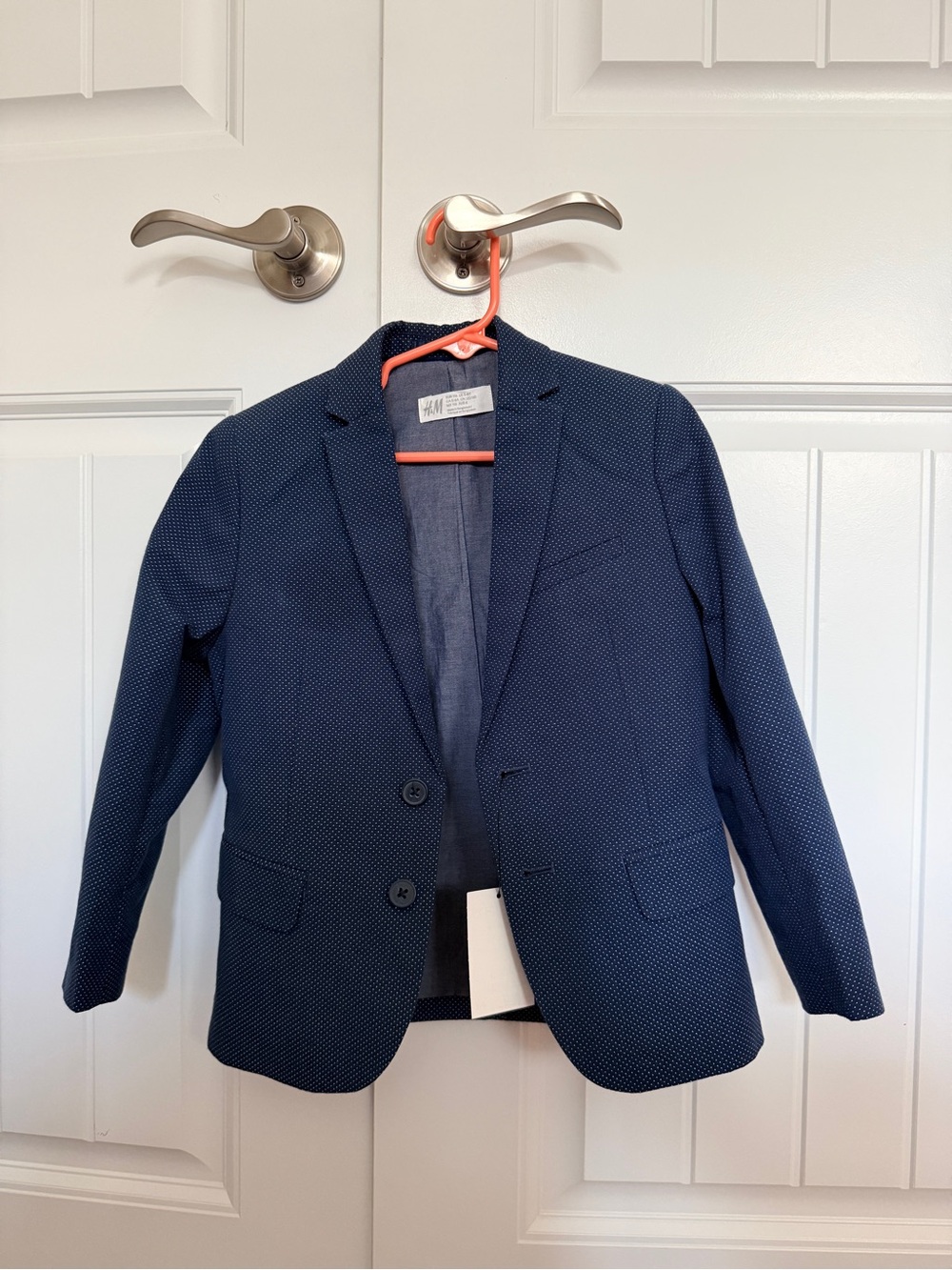 Boys H&M Navy Dotted Textured Sport Coat